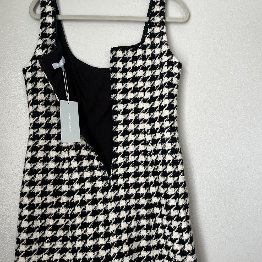Antonio Melani Macy Wool Blend Houndstooth‎ Square Neck Sleeveless Mini Dress 10 - Picture 10 of 14